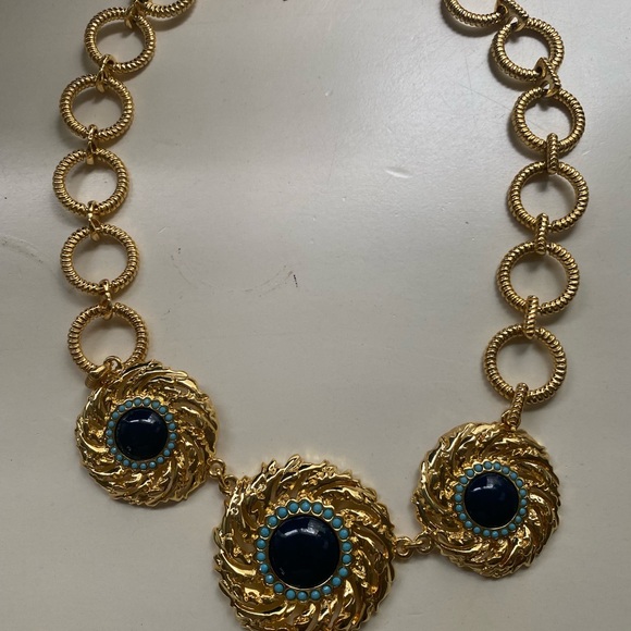 Lilly Pulitzer Gold and Blue Medallion Necklace - Picture 3 of 3